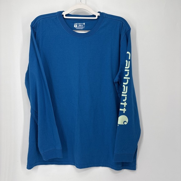 Carhartt FORCE Mens T-Shirt XXL Loose fit Long Sleeve Pocket Tee Atomic Blue - Picture 1 of 7